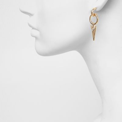 Gold tone arrow drop earrings